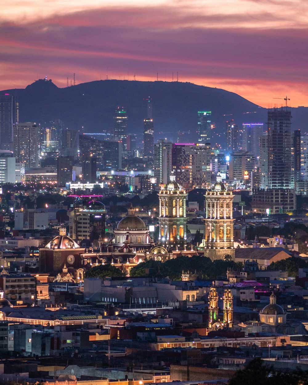 Foto de un atardecer en Puebla, México
